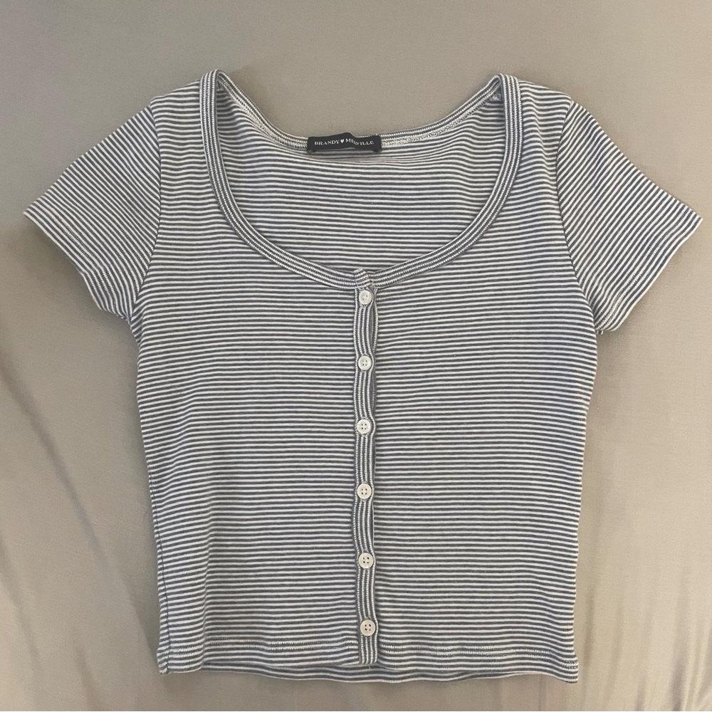 NWOT Brandy Melville blue and white Zelly Top